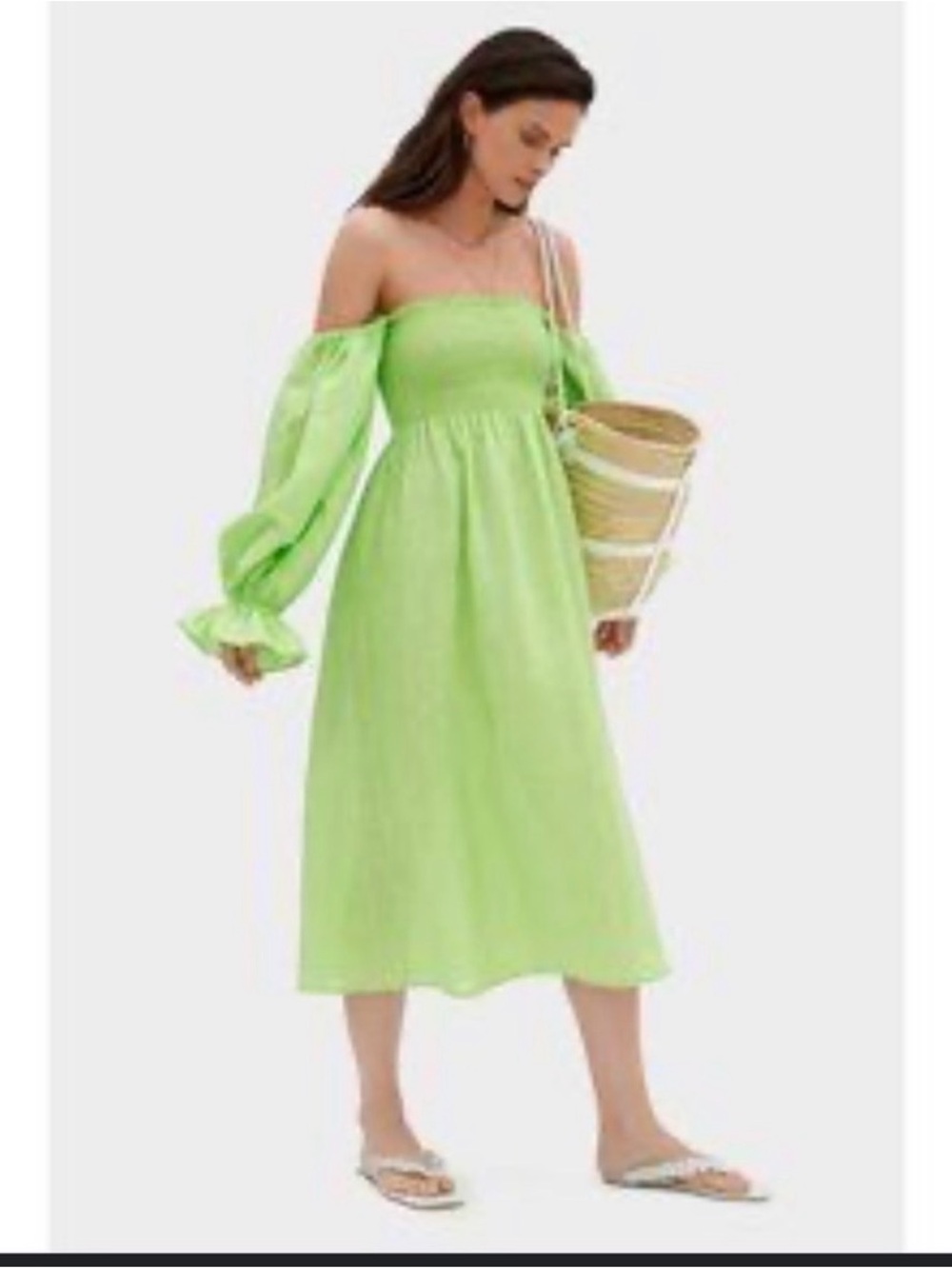 Sleeper Atlanta Linen Dress Green S